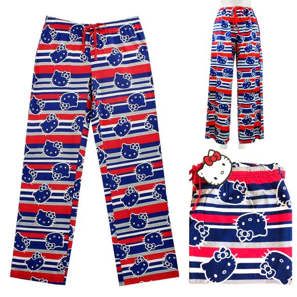 Hello Kitty cotton Pajama pants for women S,M,L,XL, Striped - Picture 1 of 2